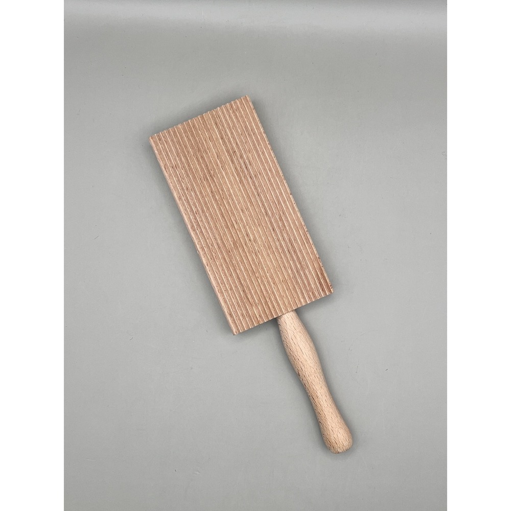 Vtg Wooden Gnocchi Hand Board Ridged Pasta Maker Cavatelli Tool Natural Wood